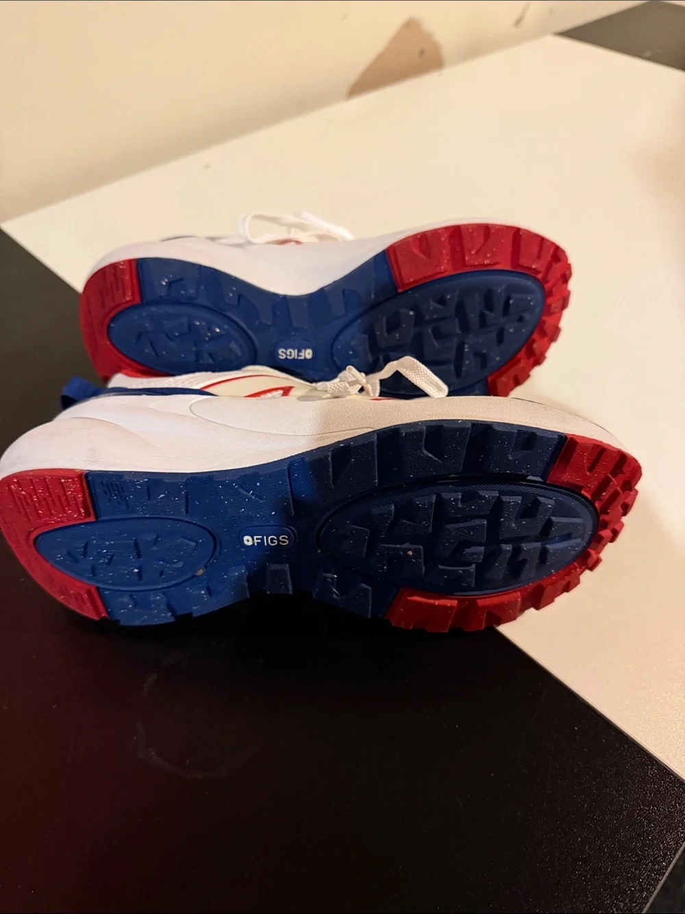 New Balance Kids White Red Blue Sneaker Pair